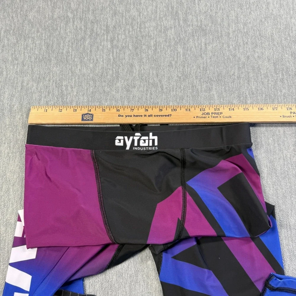 Ayfah Industries Tights Men L Purple Blue Gradient Graphic BJJ MMA Compression